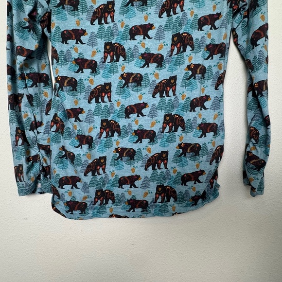 Sundance Novelty Print Bear‎ Print Top Blue Woodland Animal Cottage Bear Small - Picture 7 of 10